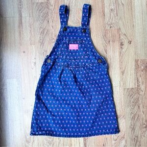 Vintage Osh Kosh Denim Floral Tulip Jumper Dress Size 6